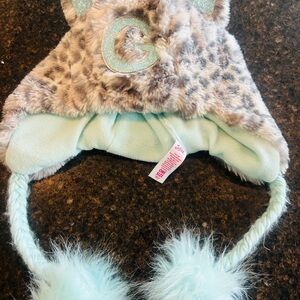 Justice Furry Hat with Ears - Mint and Brown